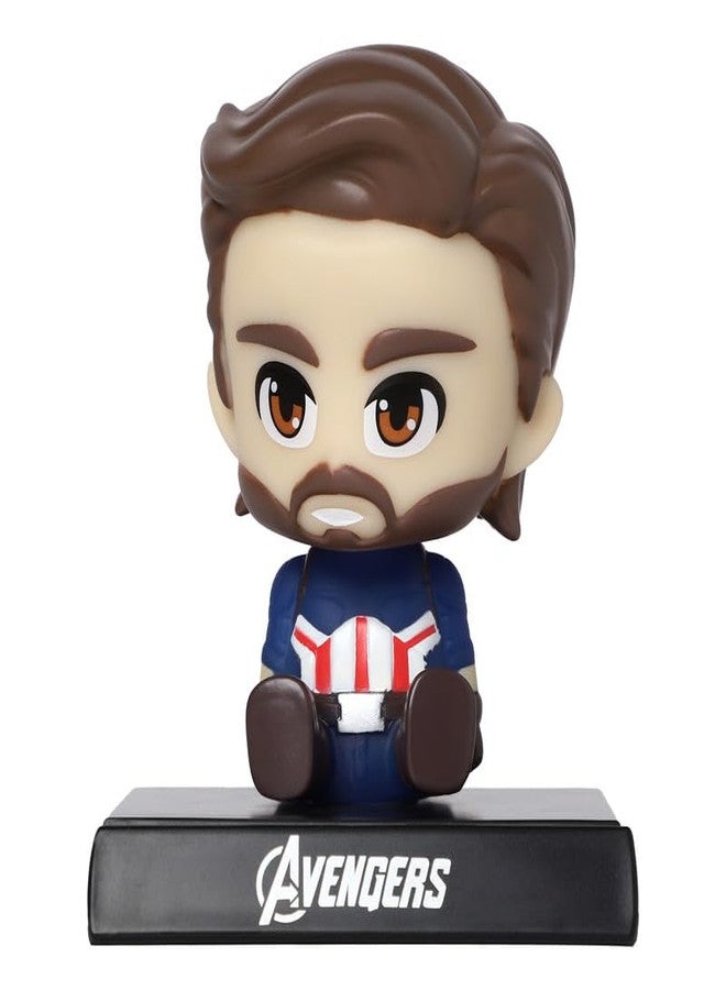 omuda Super Hero Action Figure Limited Edition Bobblehead with Mobile Holder for Car Dashboard, Office Desk & Study Table (Captain America) - Image 1